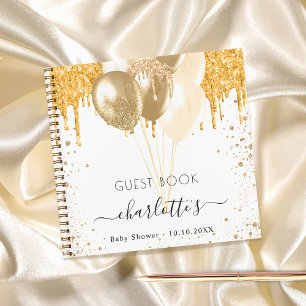 Cuaderno Globos purpurinas de oro blanco para la ducha de b
