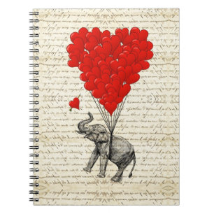 Cuaderno Globos románticos del elefante y del corazón