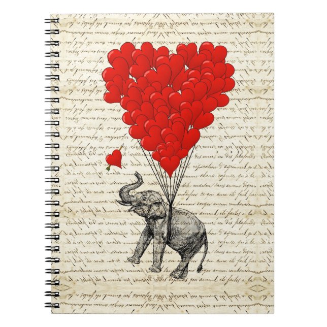Cuaderno Globos románticos del elefante y del corazón (Frente)
