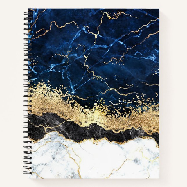 Cuaderno Gloria azul de mármol blanco (Anverso)