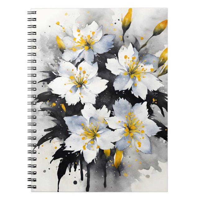 Cuaderno Gloria de la Nieve - Flores de acuarela (Frente)