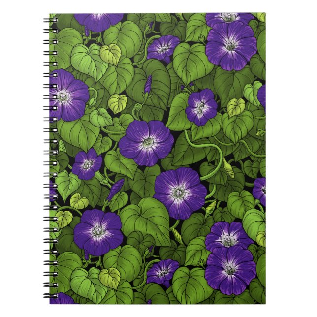 Cuaderno Gloria matutina en morado y verde (Frente)