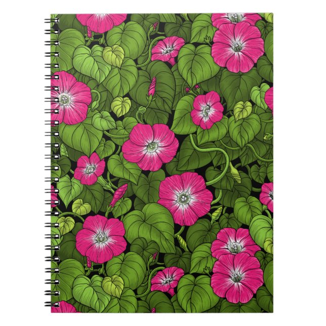 Cuaderno Gloria matutina en rosa y verde (Frente)