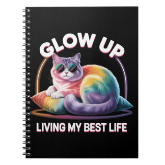 Cuaderno Glow Up Cat  | Living My Best Life Rainbow