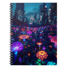 Cuaderno Glowfall Grove Notebook | Neon AI Art