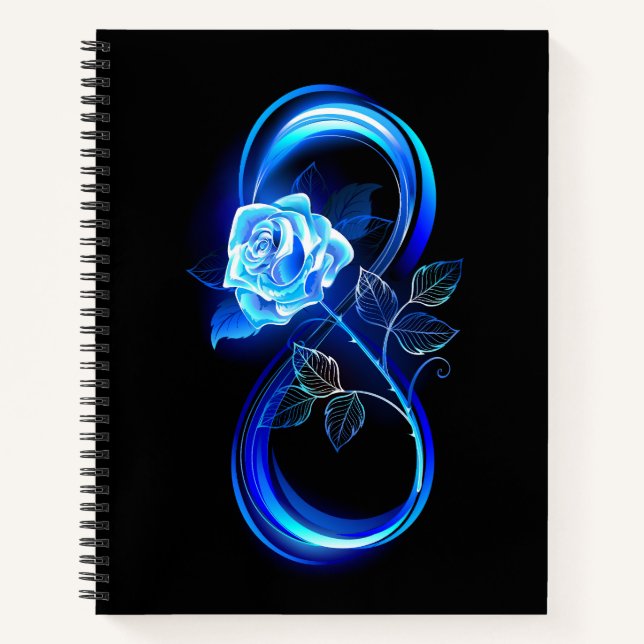 Cuaderno Glowing infinity with blue rose (Anverso)