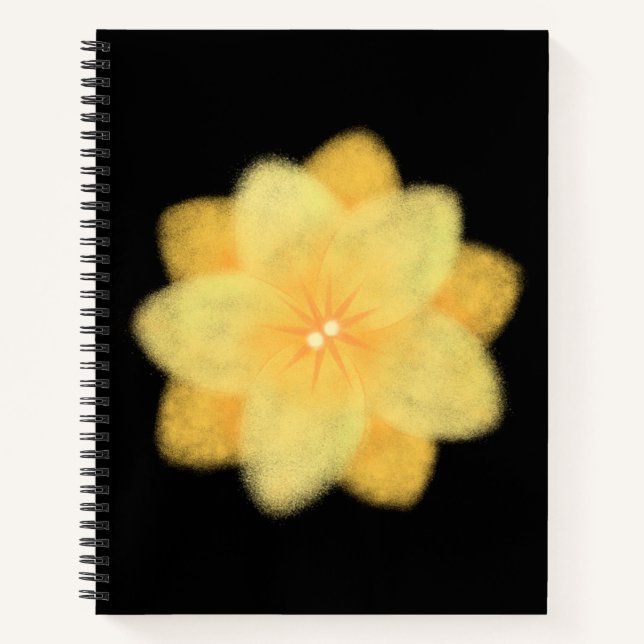 Cuaderno Glowing Yellow Floral Spiral Notebook – Elegant  (Anverso)
