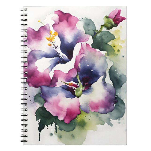Cuaderno Gloxinia - Flores de acuarela (Frente)