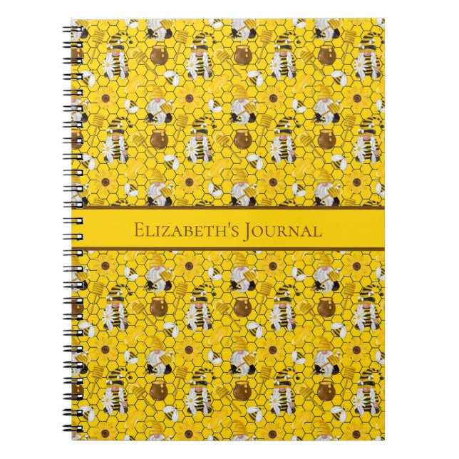 Cuaderno Gnome Abejas de girasol amarillo Honey Journal Not (Frente)