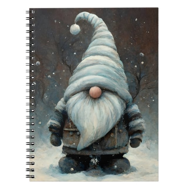 Cuaderno Gnome de invierno en un bosque nevado (Frente)