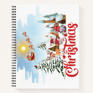 Cuaderno Gnome lindo, hombre de nieve celebrando vacaciones