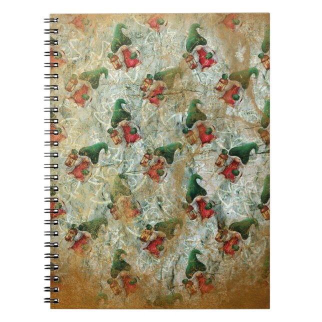 Cuaderno Gnome Rústico De navidades Con Patrón De Árbol De  (Frente)