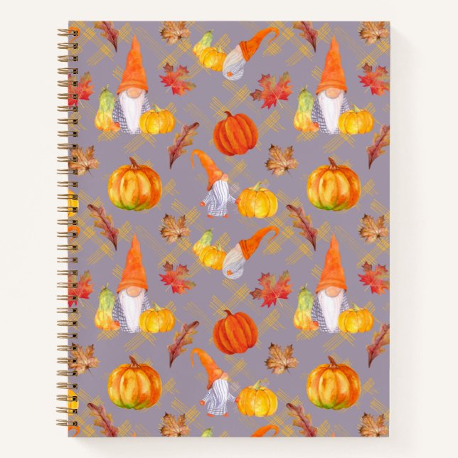 Cuaderno Gnomes De Acuarela, Calabazas Y Hojas (Anverso)
