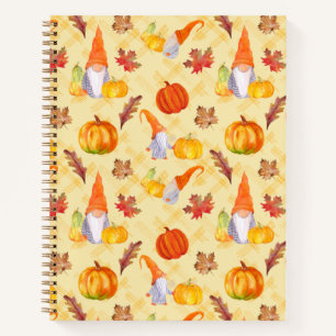 Cuaderno Gnomes De Acuarela, Calabazas Y Hojas