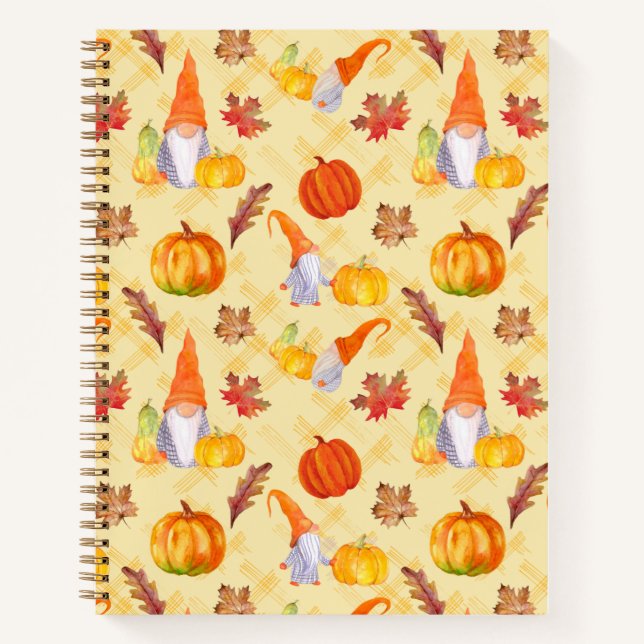 Cuaderno Gnomes De Acuarela, Calabazas Y Hojas (Anverso)