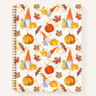 Cuaderno Gnomes De Acuarela, Calabazas Y Hojas