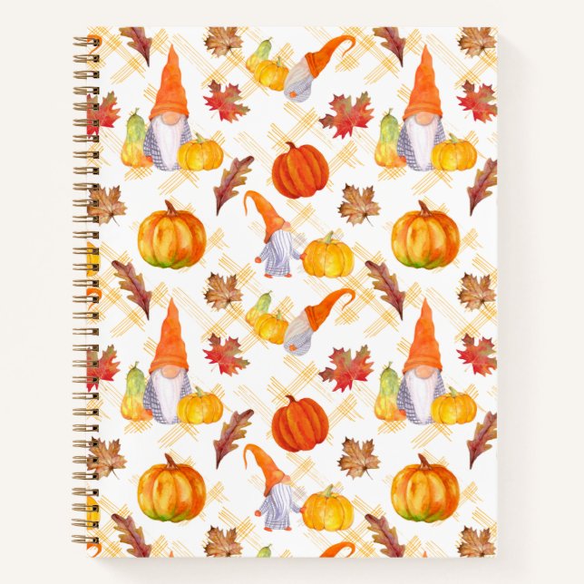 Cuaderno Gnomes De Acuarela, Calabazas Y Hojas (Anverso)