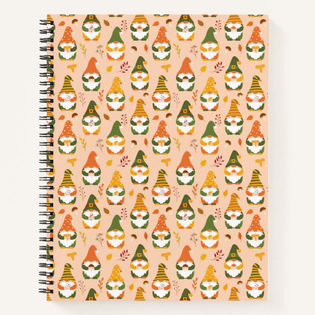 Cuaderno Gnomes otoñales en el patrón forestal (Anverso)