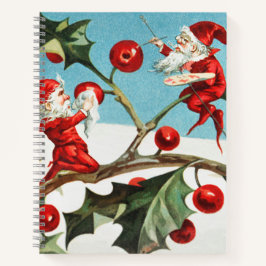 Cuaderno Gnomes painting holly berries in the snow