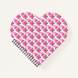 Cuaderno Gnomes rosados corazón Woodland Scandinavian Cute