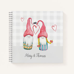 Cuaderno Gnomo de Navidad enamorado acuarela pintado a mano