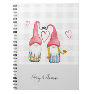 Cuaderno Gnomo de Navidad enamorado acuarela pintado a mano