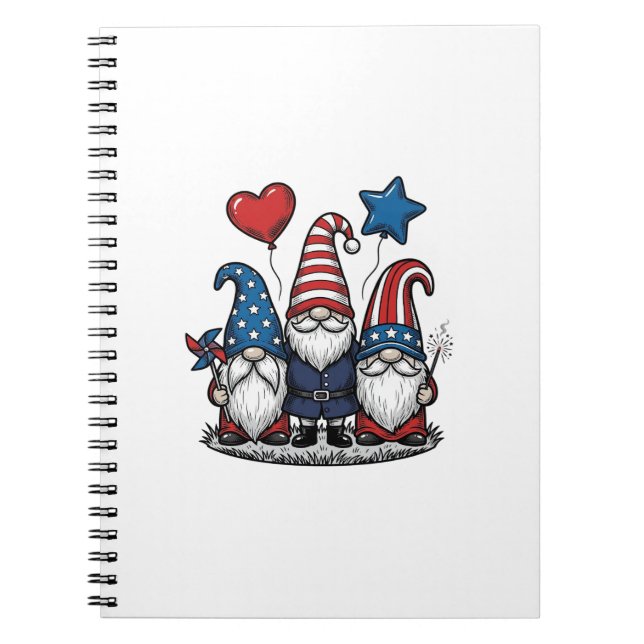 Cuaderno Gnomo Patriótico Diseño de Vector de Grabado Vinta (Frente)