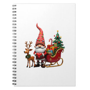 Cuaderno Gnomos de luces de Navidad Santa Claus montando un
