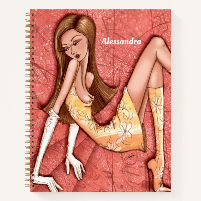 Cuaderno Go-Go Chica Ilustracion de moda arte original (Anverso)