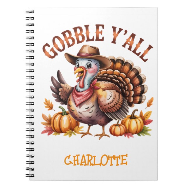 Cuaderno Gobbley'all día de acción de gracias occidental (Frente)