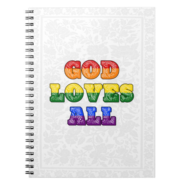 Cuaderno "God Loves All" Gay/LGBTQIA+/Queer Christian Pride (Frente)