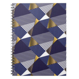 Cuaderno Gold Blue Luxury: Patrón sin soldadura geométrica
