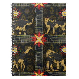 Cuaderno Gold Blue Red Safari World Map African Animals