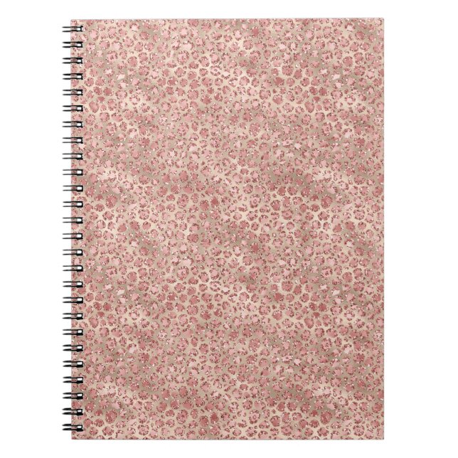 Cuaderno Gold Blush Pink Glitzy Glitter Leopard Print (Frente)