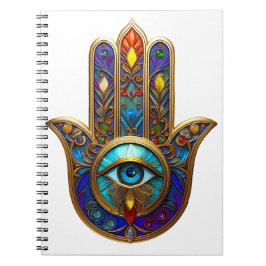 Cuaderno Gold Colorful Hamsa Turquoise Sapphire Third Eye 