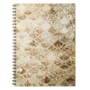 Cuaderno Gold de moda Rubor Ombre Purpurina Mermaid Fish Sc
