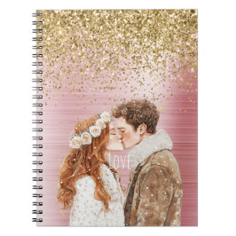 Cuaderno Gold Glitter White Hearts Balloons