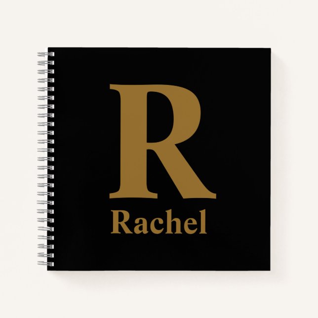 Cuaderno Gold Inicial/First/Family Name On Black (Anverso)