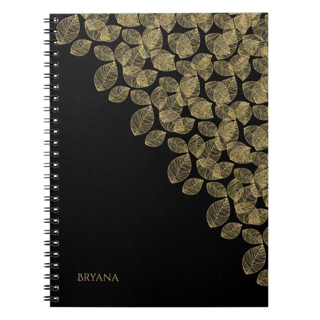 Cuaderno Gold Leaves Black Autumn Elegance (Frente)