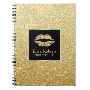 Cuaderno Gold Lips Modern Faux Gold Purpurina