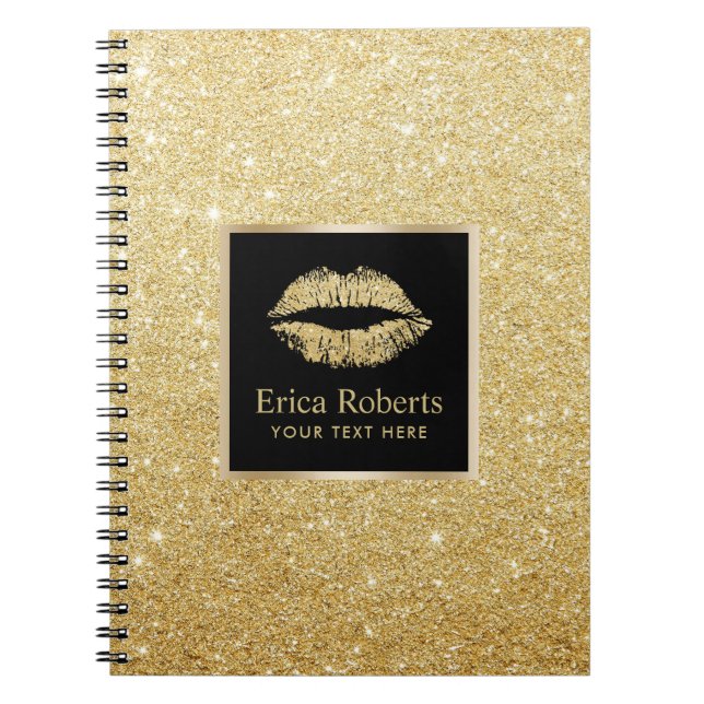 Cuaderno Gold Lips Modern Faux Gold Purpurina (Frente)