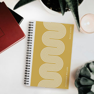 Cuaderno Gold Lombard Wavy Lines Modern Custom Notebook