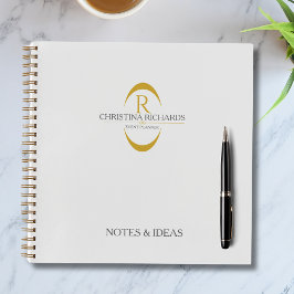 Cuaderno Gold Monogram Grey Modern Elegant Business