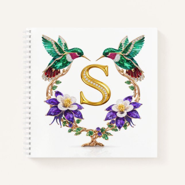 Cuaderno Gold Monogram S Hummingbird Wedding Gift  (Anverso)