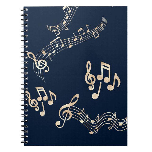 Cuaderno Gold Music Notes sobre Navy Blue Medium (Frente)