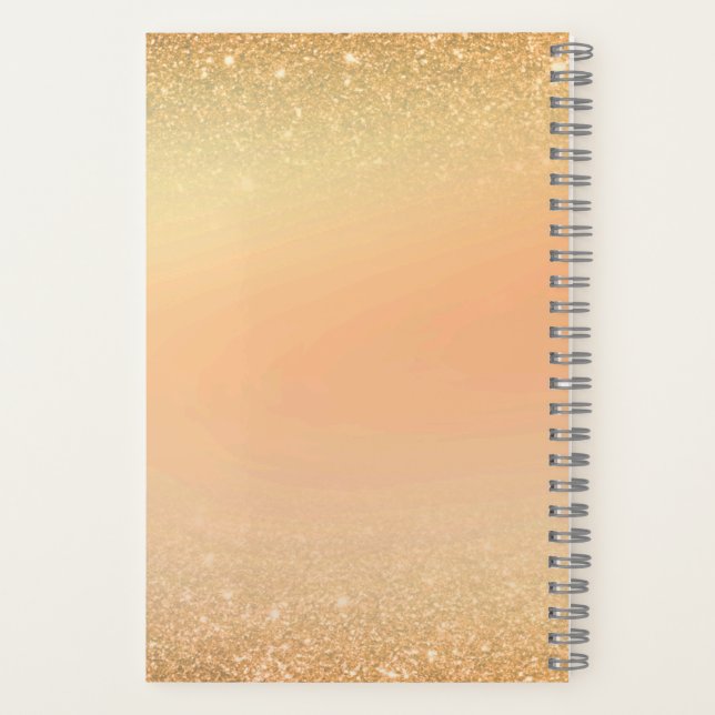 Cuaderno Gold & Orange Notebook with Sparkle Glam Aesthetic (Reverso)