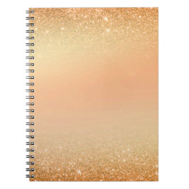 Cuaderno Gold & Orange Notebook with Sparkle Glam Aesthetic