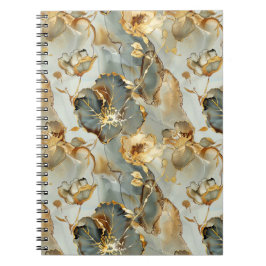 Cuaderno Golden Blues Grays Ink Floral Watercolor