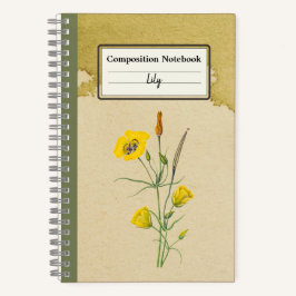 Cuaderno Golden Bowl Mariposa Flor Comp Personalizado