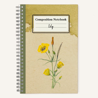 Cuaderno Golden Bowl Mariposa Flor Comp Personalizado